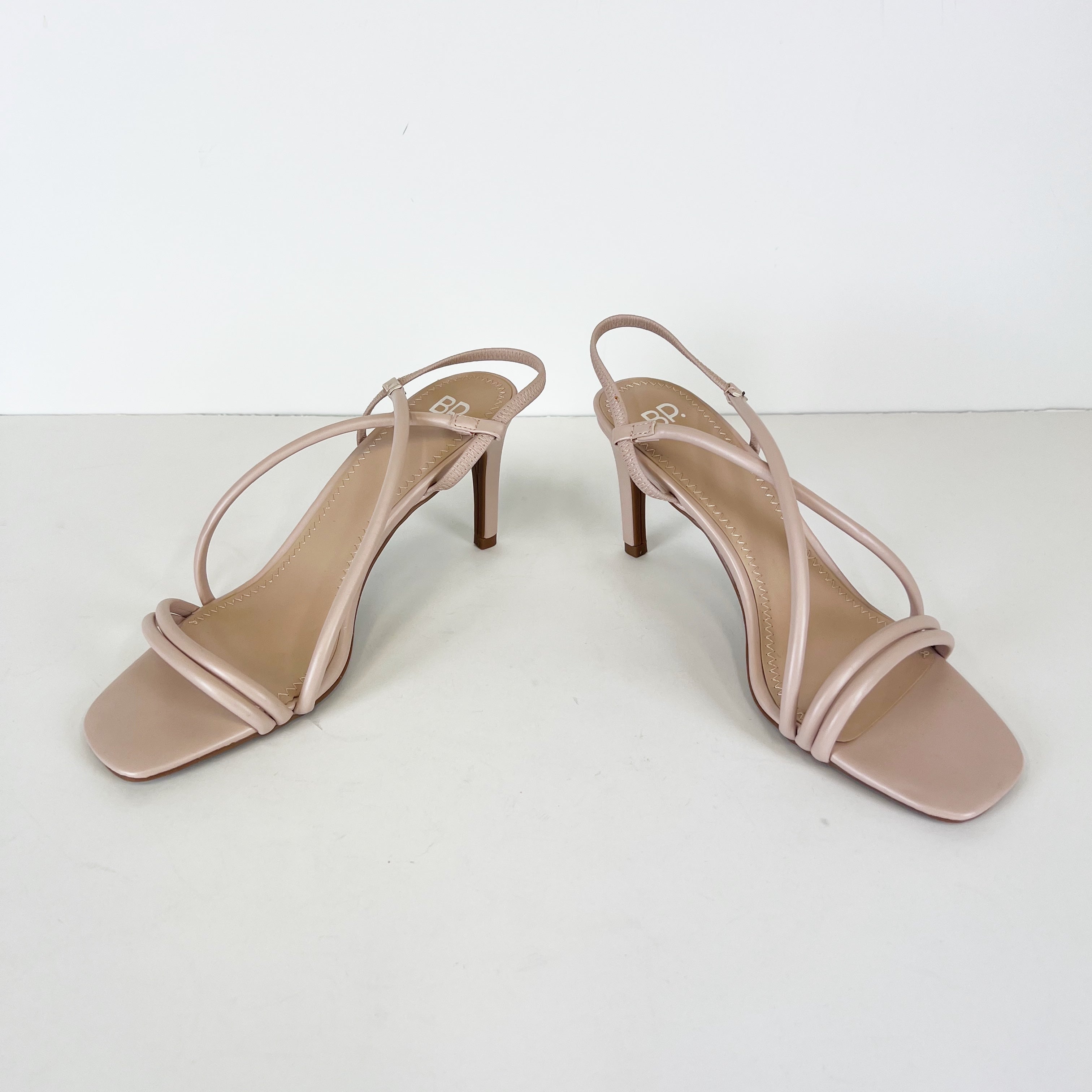 NEW BP Faux Vegan Leather Strappy Open Toe Sandals High Heels Shoes Neutral 9.5