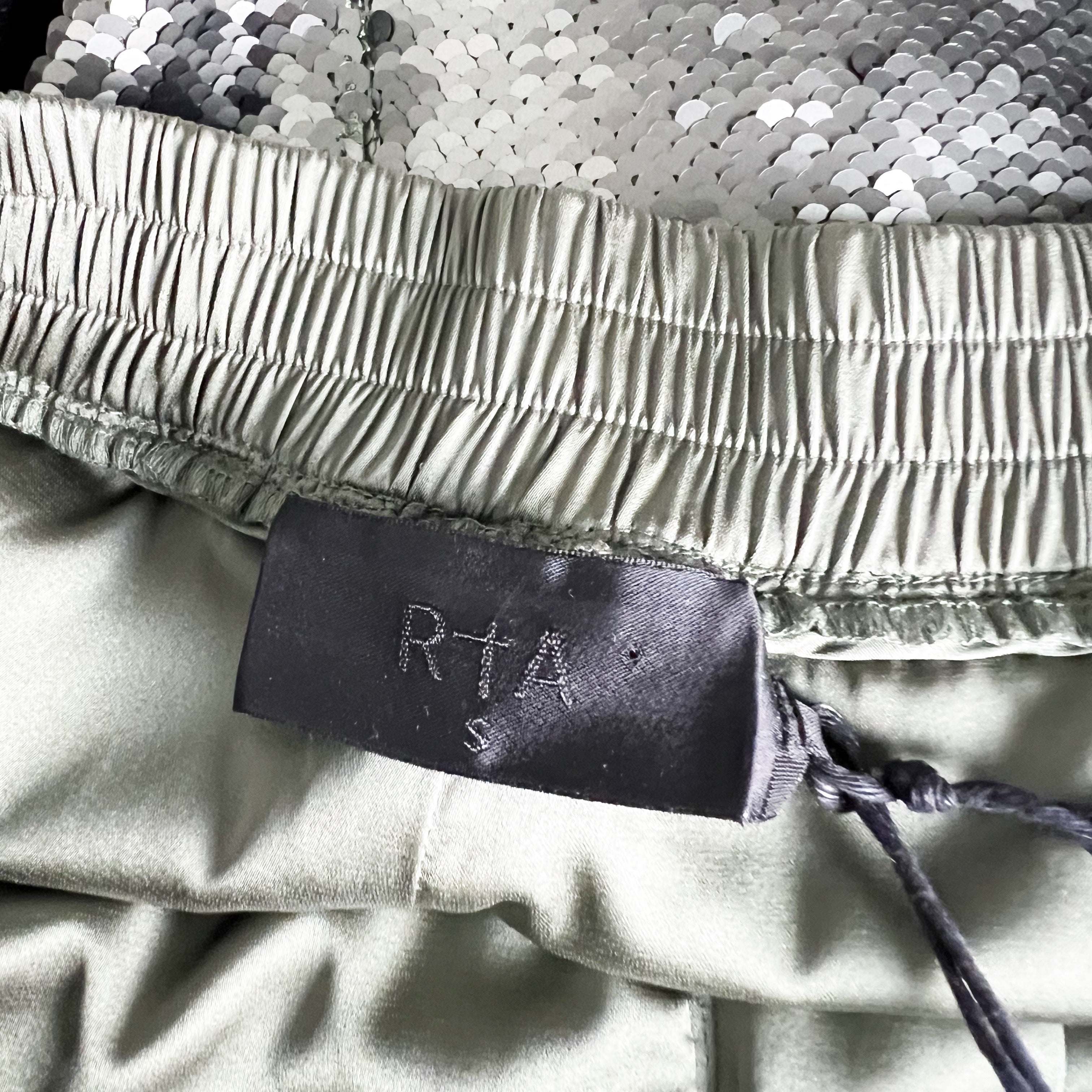 NEW RTA Ganya Olive Green Sequin Sparkle Embellished Mini Athletic Shorts Small