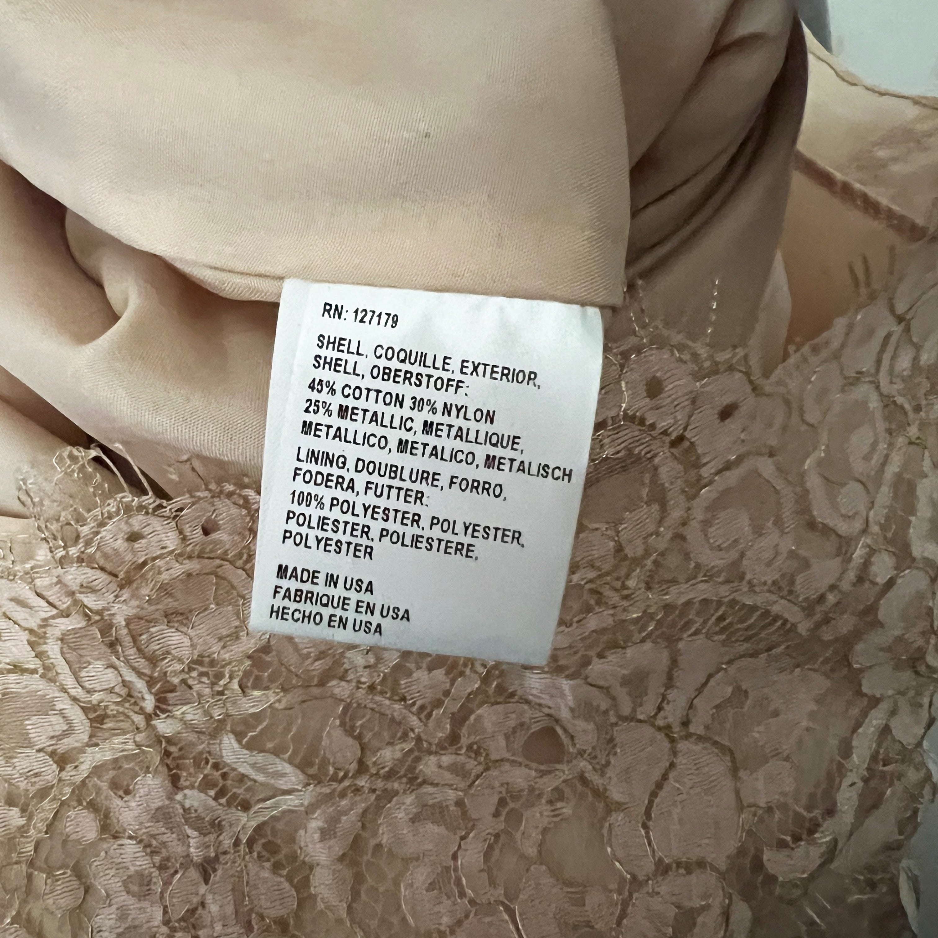 NEW Jenny Yoo Collection Bridgette Blush Gold Metallic Allover Floral Lace Dress