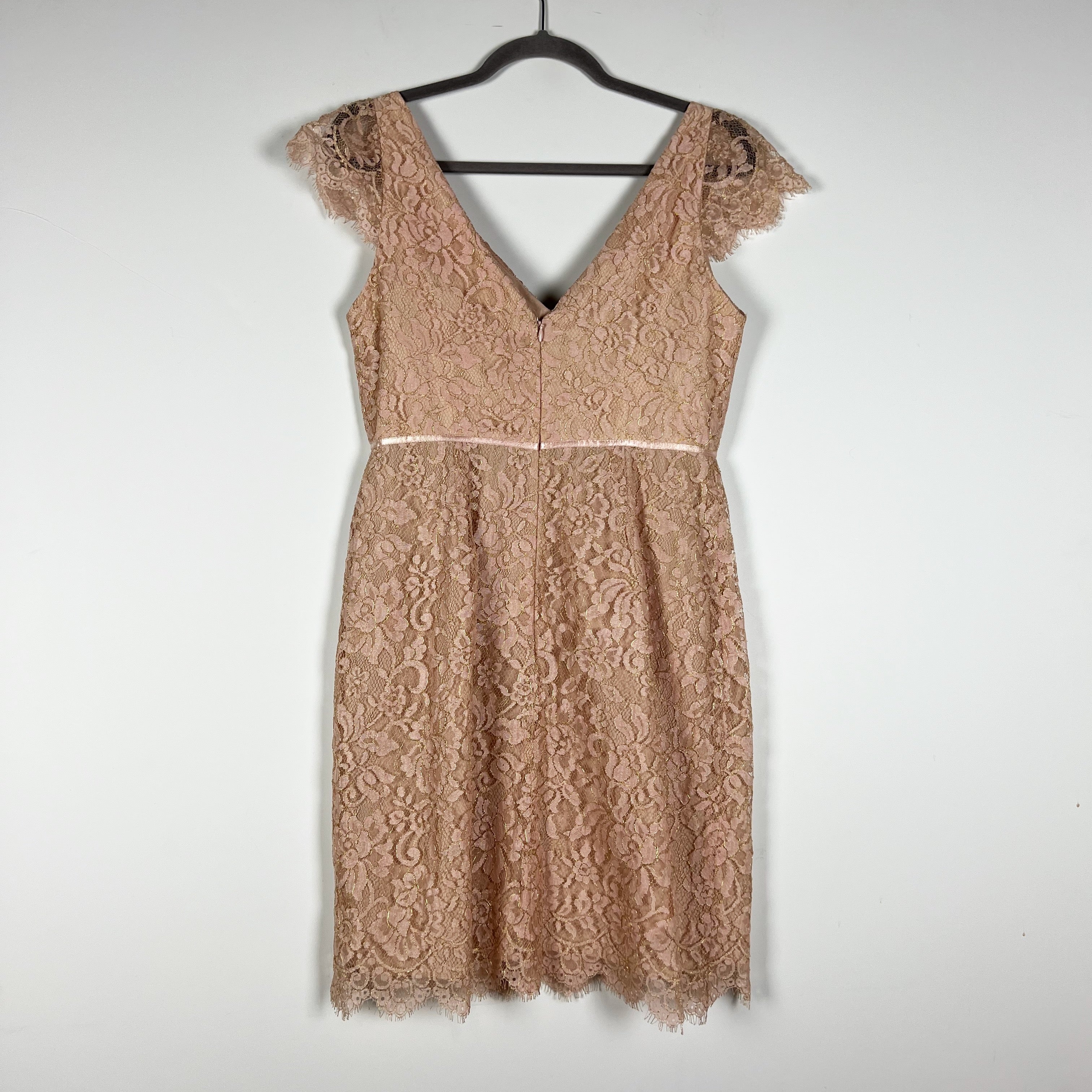 NEW Jenny Yoo Collection Bridgette Blush Gold Metallic Allover Floral Lace Dress
