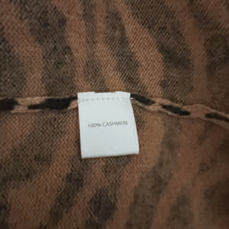 Saks Fifth Avenue Cashmere Knit Stretch Scoop Neck Zebra Animal Print Sweater XL