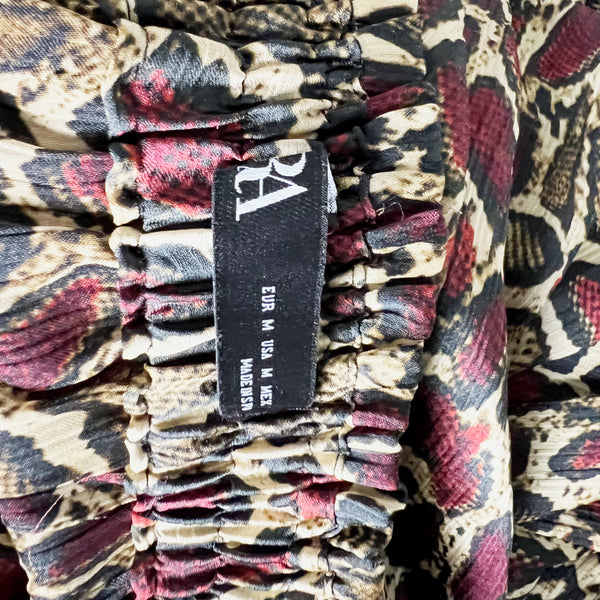 Zara Multi Color Snake Python Animal Print Pattern Asymmetrical Hem Midi Skirt M
