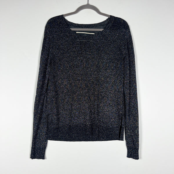 By Malene Birger Wool Blend Knit Stretch Semi Sheer Metallic Sparkle Sweater L