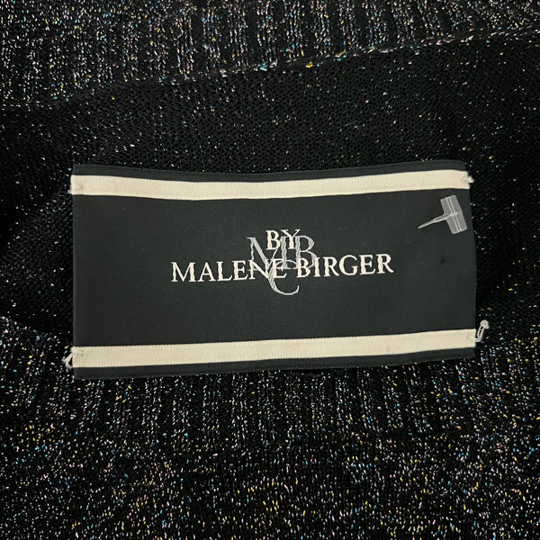By Malene Birger Wool Blend Knit Stretch Semi Sheer Metallic Sparkle Sweater L