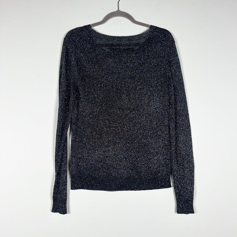 By Malene Birger Wool Blend Knit Stretch Semi Sheer Metallic Sparkle Sweater L