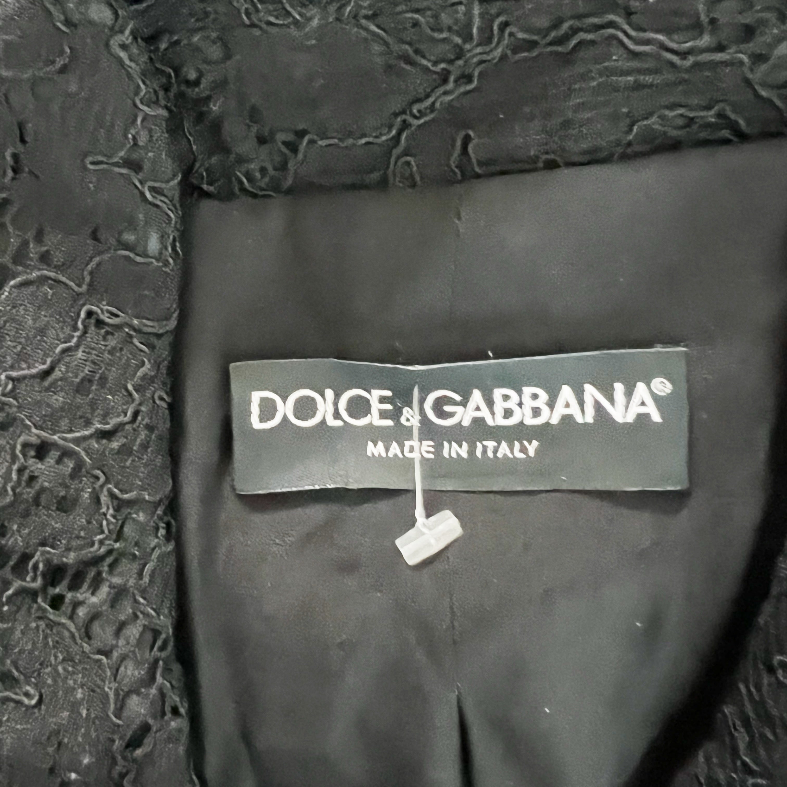 Dolce And Gabbana Allover Floral Flower Lace Double Breasted Blazer Jacket Black