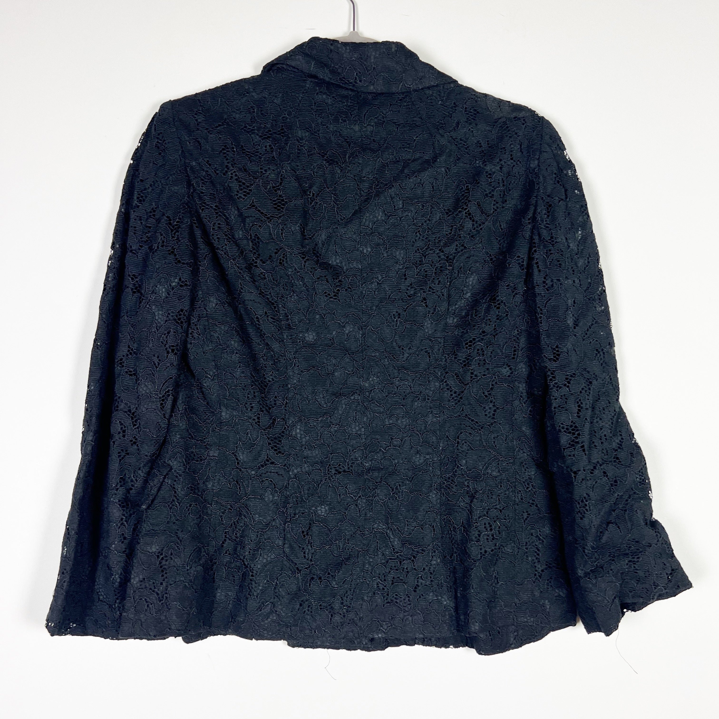 Dolce And Gabbana Allover Floral Flower Lace Double Breasted Blazer Jacket Black