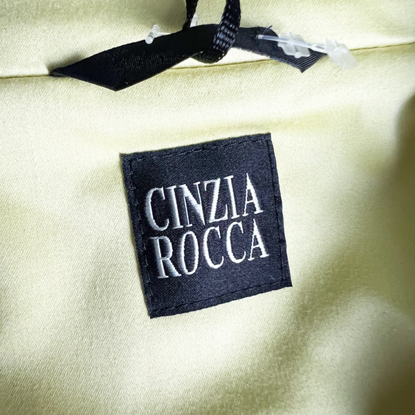 NEW Cinzia Rocca Cotton Poplin Faux Vegan Leather Trim Snap Button Trench Coat