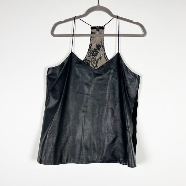 Tibi Genuine Leather Silk Lace Lined Racerback Sleeveless Camisole Tank Top 10