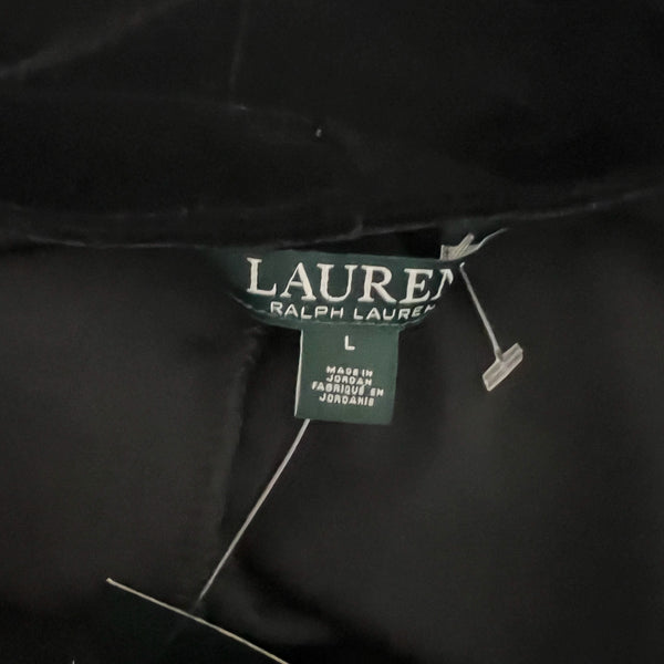 NEW Lauren Ralph Lauren Velvet Velour Cold Off The Shoulder Blouse Shirt Black L