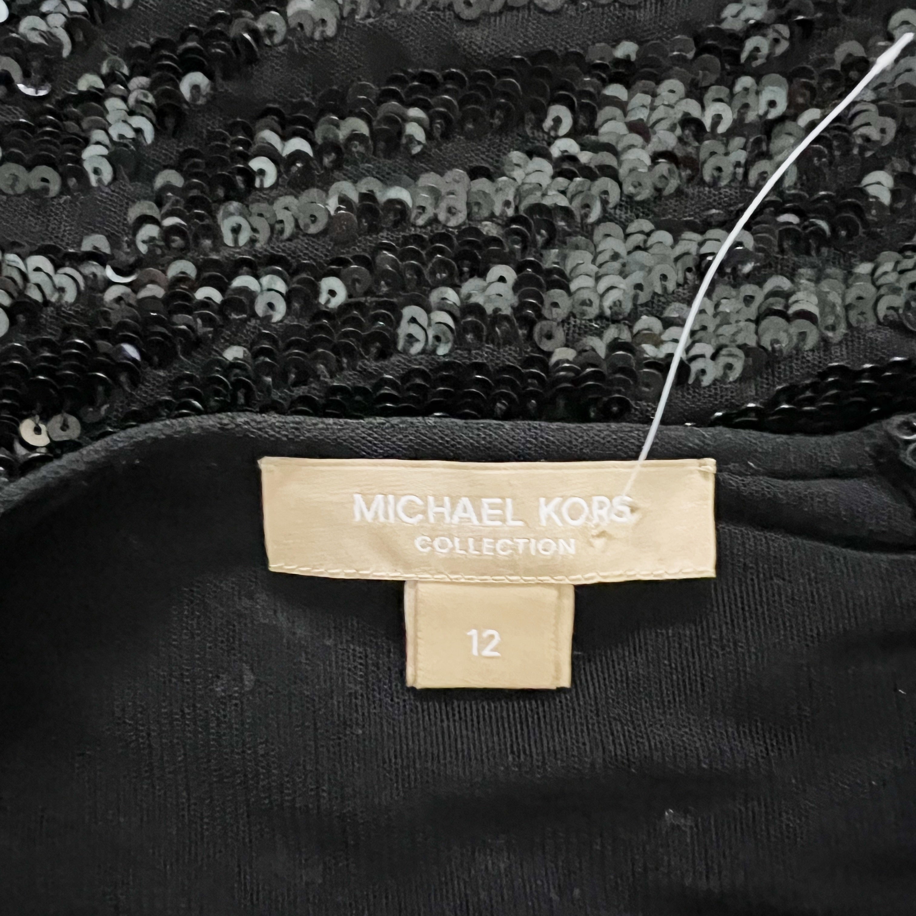 Michael Kors Collection Zebra Sequined Stretch Tulle Semi Sheer Tunic Blouse 12