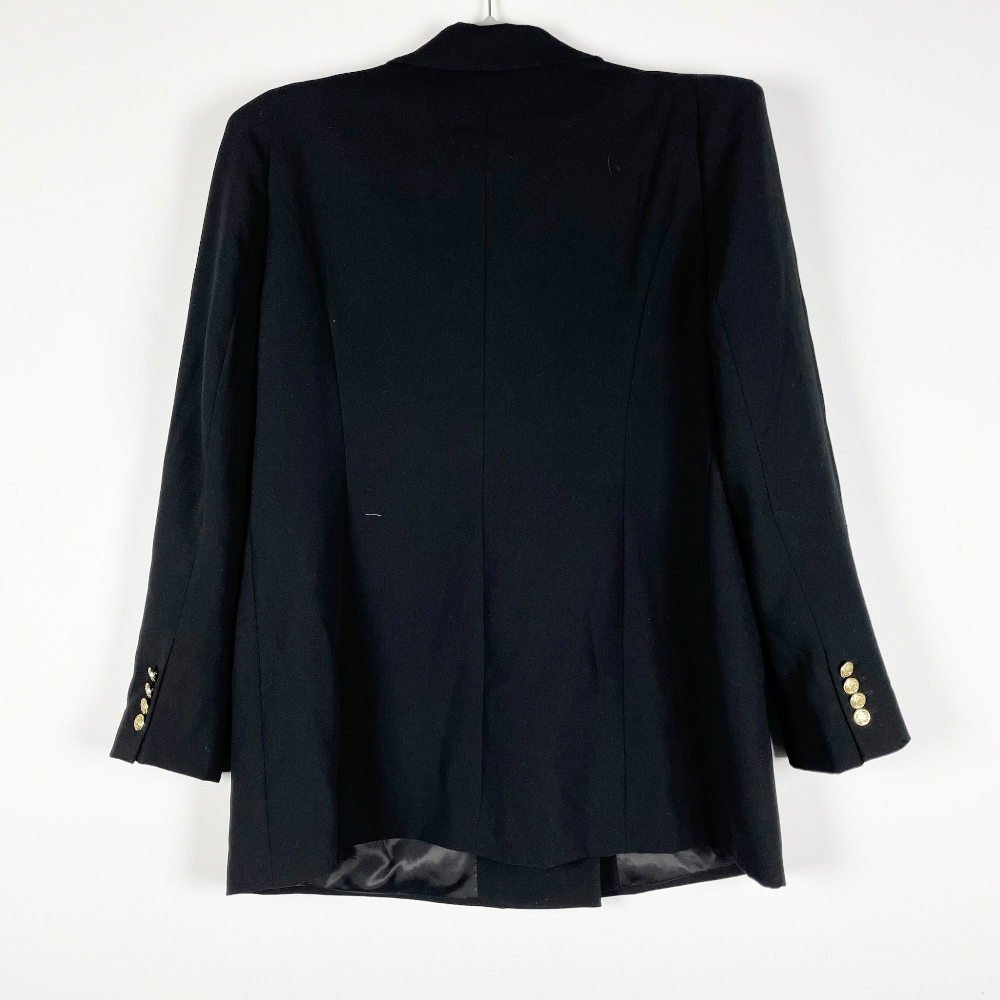 Zara Crepe Structured Shoulder Pad Lapel Double Breasted Blazer Jacket Black XXL