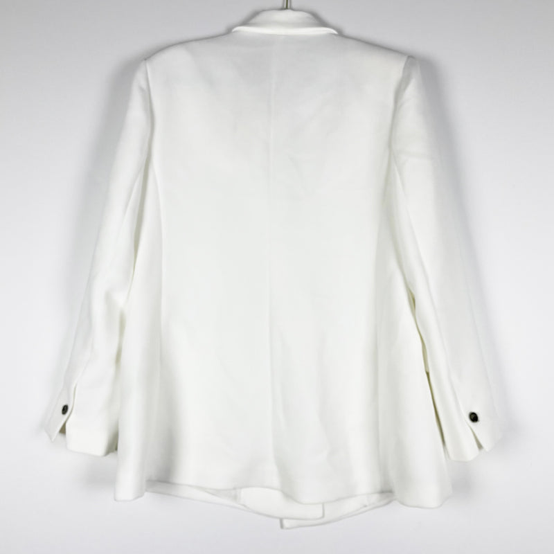 NEW Zara Crepe Stretch Lapel Structured Double Breasted Blazer Jacket White L