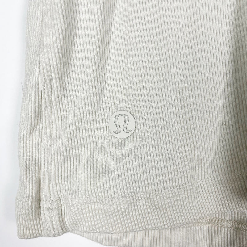 Lululemon Women's Mock Neck Short Sleeve Ribbed Knit Stretch Tee Shirt Top XL