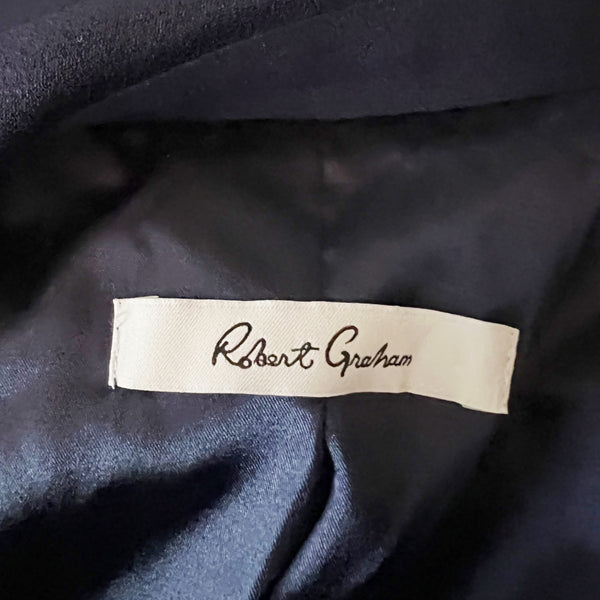 NEW Robert Graham Women's Padma WR16503 One Button Crepe Stretch Blazer Navy 6