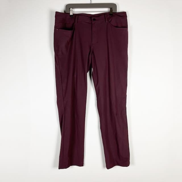 Lululemon Men's Mid Rise Straight Leg Casual Trouser Pants Burgundy 38