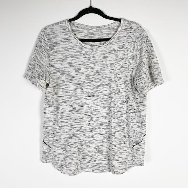 Lululemon Women's Long Distance Short Sleeve Shirt Tiger Space Dye Black White