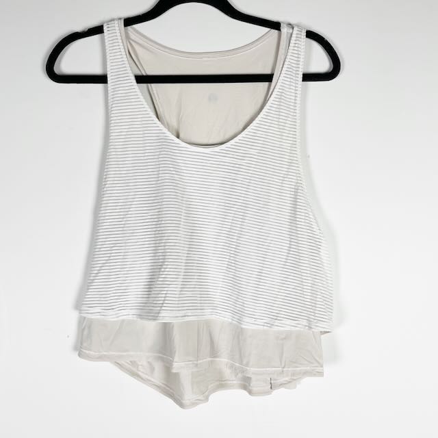 Lululemon Women's Lean In Semi Sheer Striped Scoop Neck Sleeveless Tank Top 6