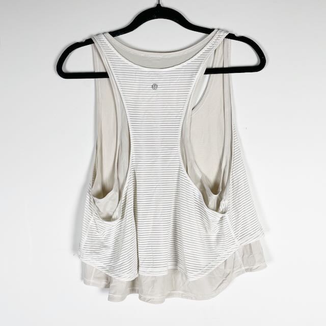 Lululemon Women's Lean In Semi Sheer Striped Scoop Neck Sleeveless Tank Top 6