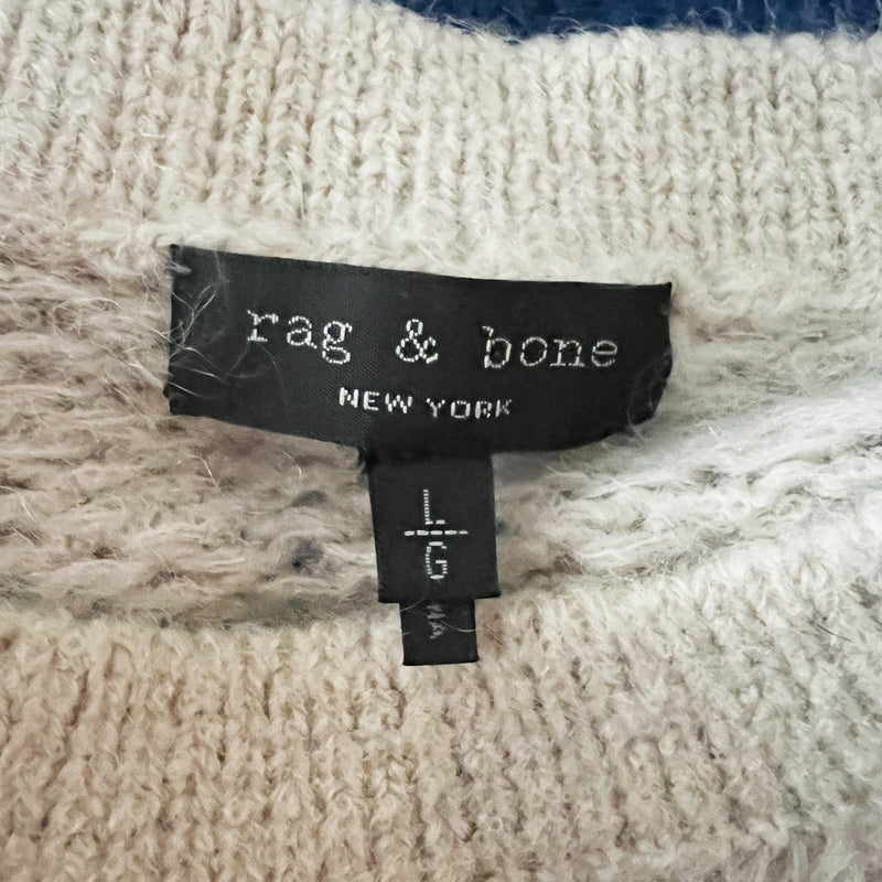 Rag &amp; Bone Holland Wool Silk Knit Stretch Crew Neck Cropped Pullover Sweater L