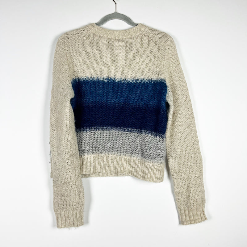 Rag &amp; Bone Holland Wool Silk Knit Stretch Crew Neck Cropped Pullover Sweater L