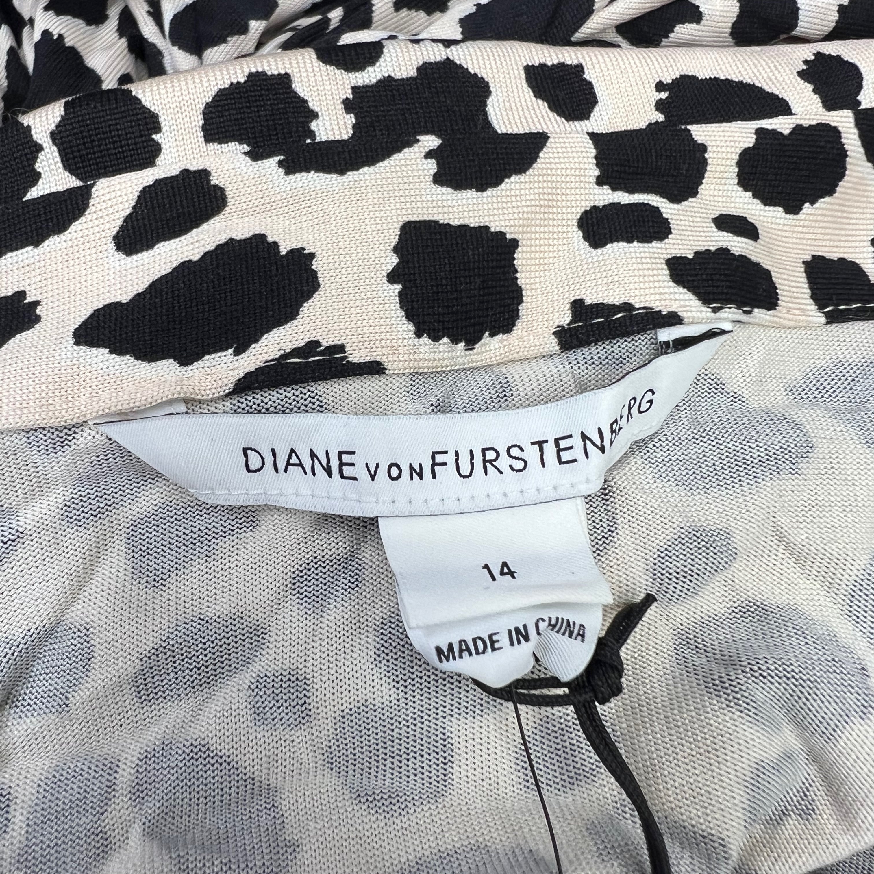 NEW Diane Von Furstenberg Jeanne Two Silk Jersey Wrap Dress Leopard Pebble Ivory
