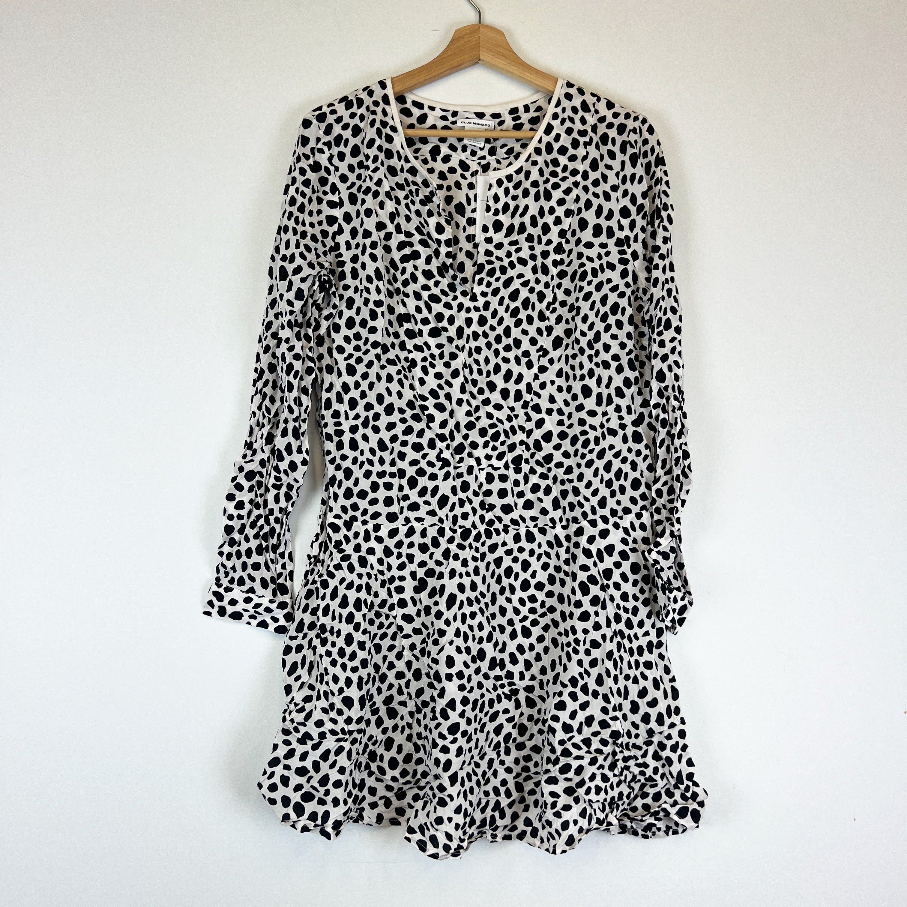 NEW Club Monaco Arleta Silk Satin Robe Wrap Style Cream Grand Print Dress 12