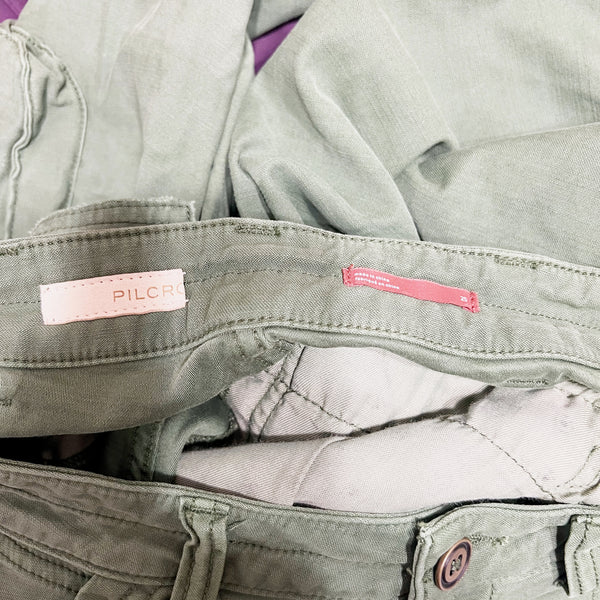 NEW Anthropologie Pilcro Utility Cargo Army Straight Cotton Stretch Pants Moss