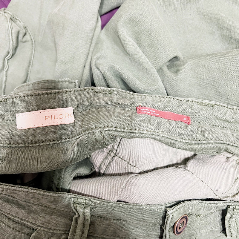 NEW Anthropologie Pilcro Utility Cargo Army Straight Cotton Stretch Pants Moss