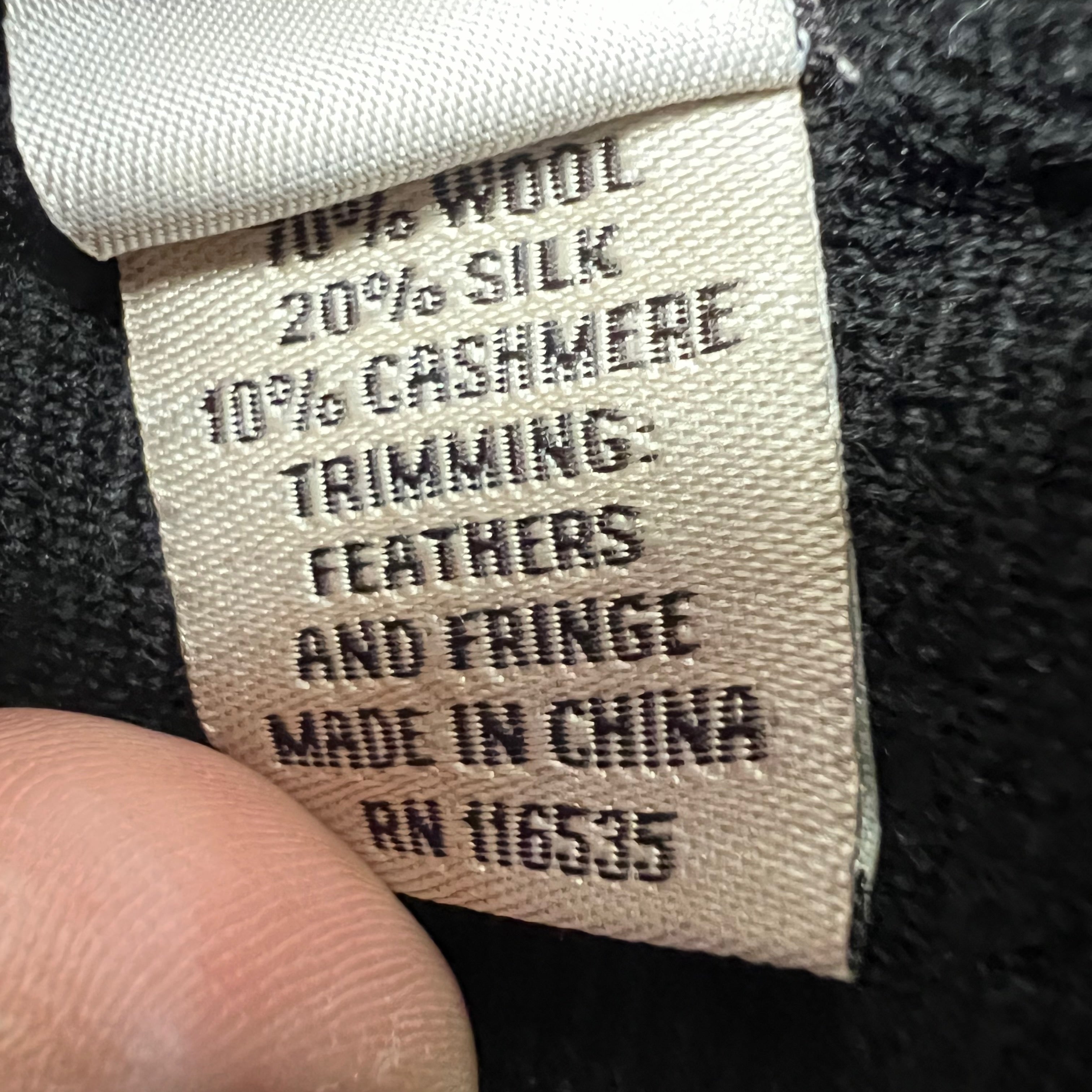 NEW Lela Rose Wool Silk Cashmere Knit Stretch Feather Fringe Trim Sweater Black