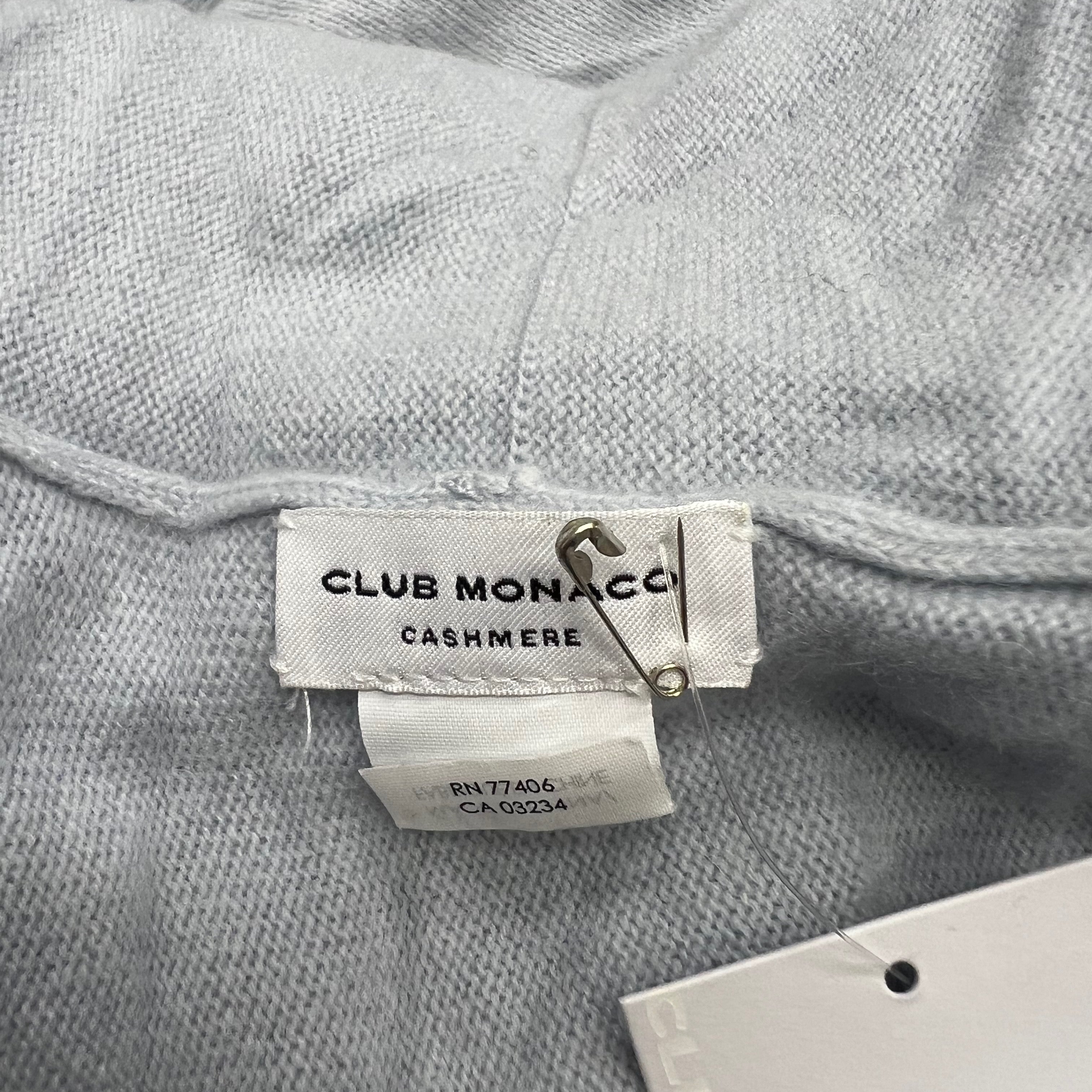 NEW Club Monaco Lycus 100% Cashmere Knit Open Front Shawl Collar Cardigan Blue