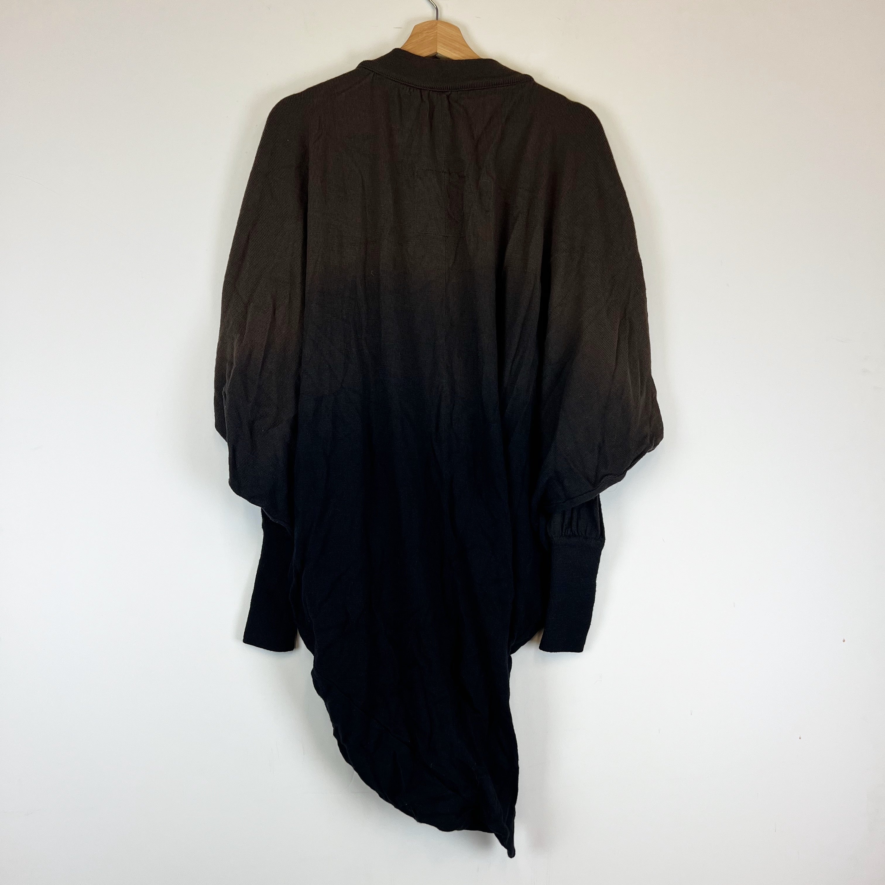 NEW Uma Wang Wool Knit Button Front Cardigan Sweater Black Brown Ombre Large