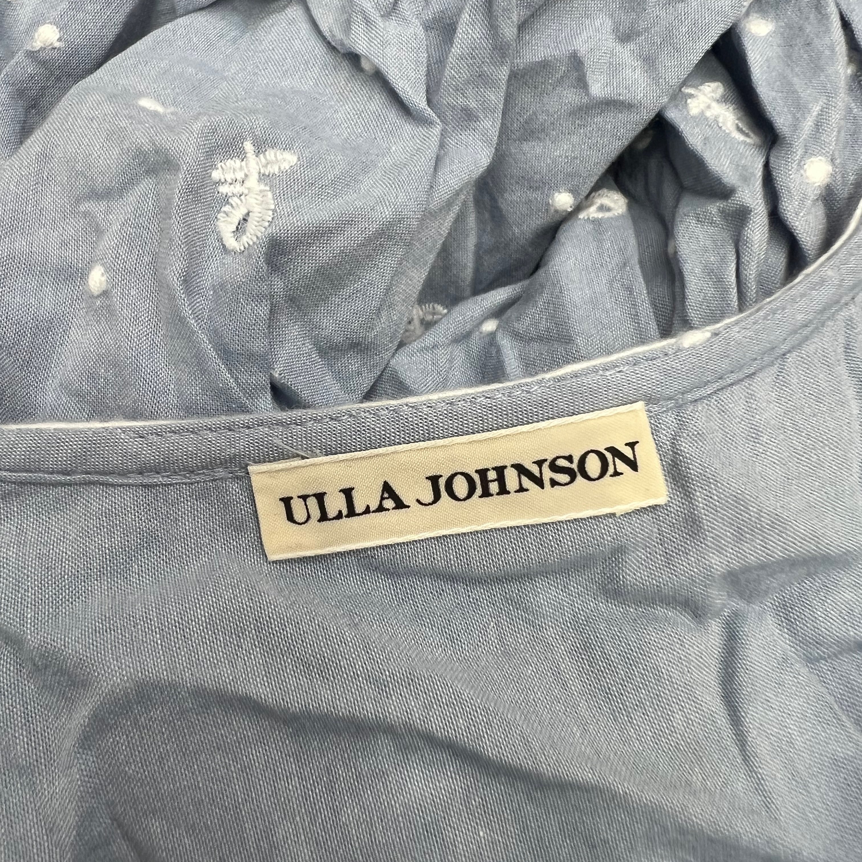 NEW Ulla Johnson Maelle Sleeveless Cotton Floral Embroidered Midi Dress Blue 10