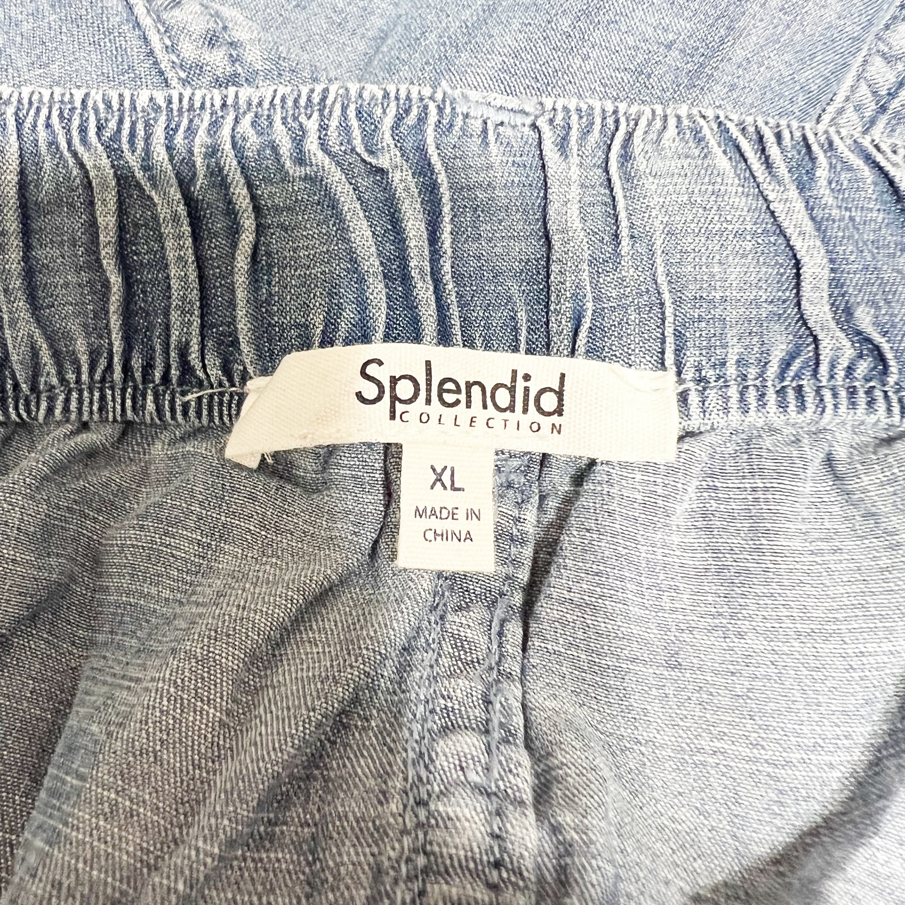 Splendid Aven Indigo Multi Pocket Cargo Lyocell Straight Leg Pant Chambray Blue