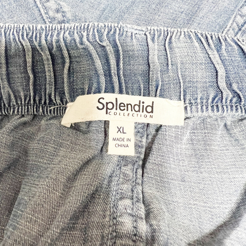 Splendid Aven Indigo Multi Pocket Cargo Lyocell Straight Leg Pant Chambray Blue