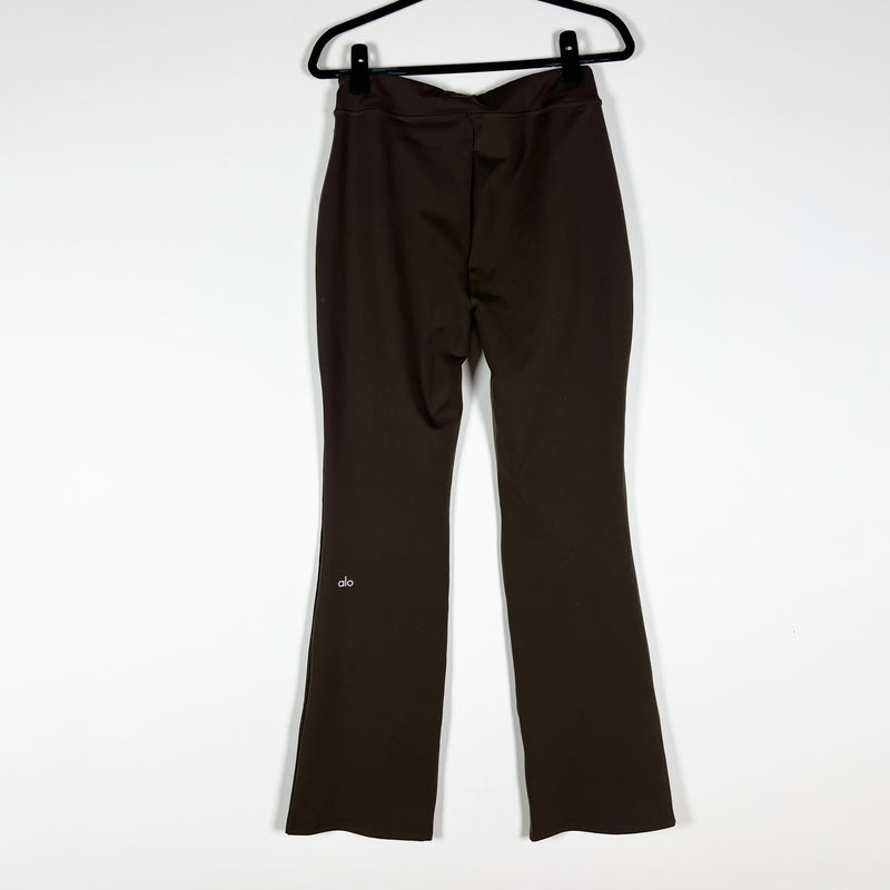 NEW Alo Yoga Airbrush High Waist 7/8 Flutter Flare Leggings Espresso Brown Large