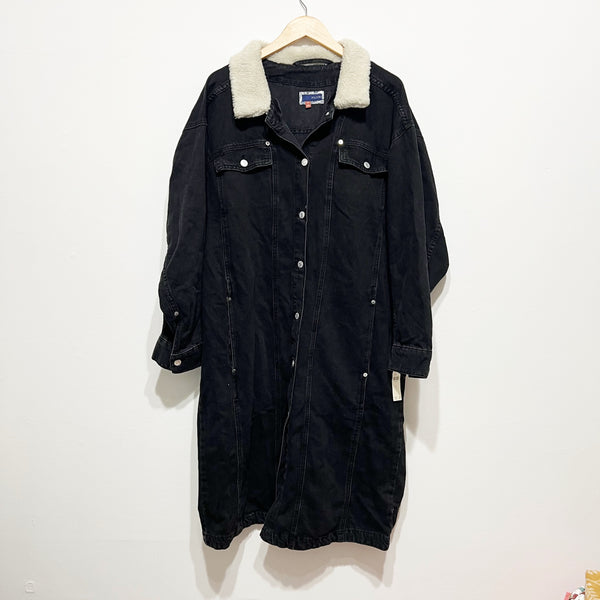 NEW Pilcro Anthropologie Sherpa Collared Cotton Denim Jean Button Front Jacket