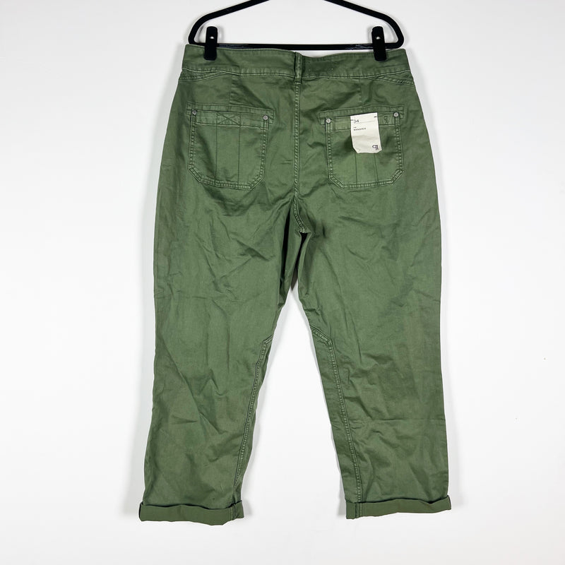 NEW Pilcro Anthropologie The Wanderer Ankle Crop Utility Pants Green 34