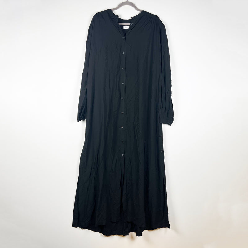 NEW Rodebjer The Art Long Sleeve Button Front Maxi Shirt Dress Black Large
