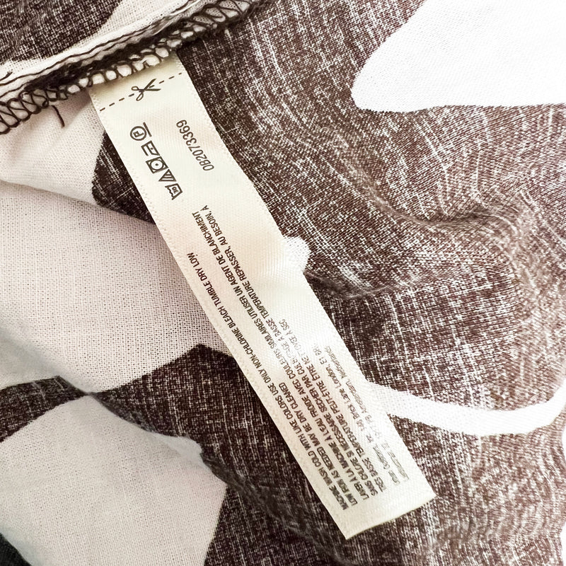 NEW Free People Mila Cotton Lightweight Smocked Puff Sleeve Brown Motif Dress M