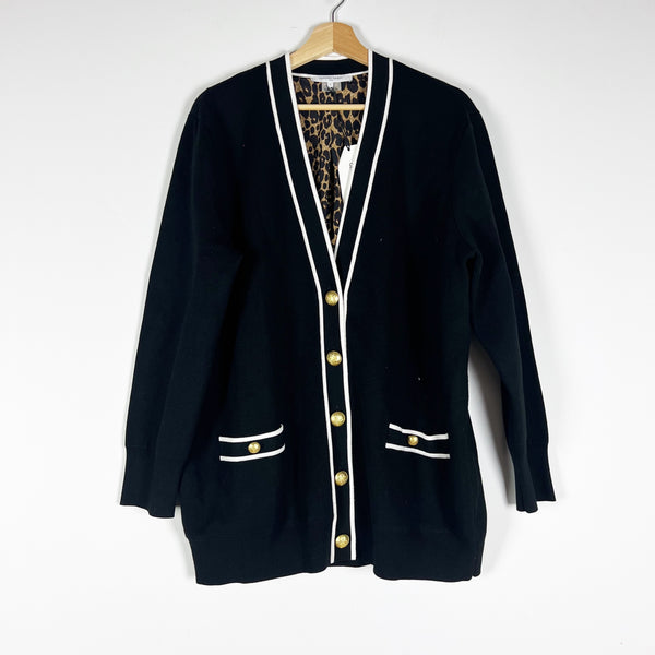NEW Gerard Darel Paris Doly Oversized Knit Stretch Cardigan Sweater Black Medium