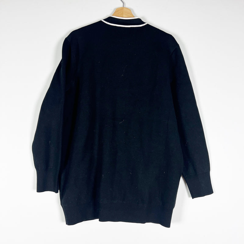 NEW Gerard Darel Paris Doly Oversized Knit Stretch Cardigan Sweater Black Medium