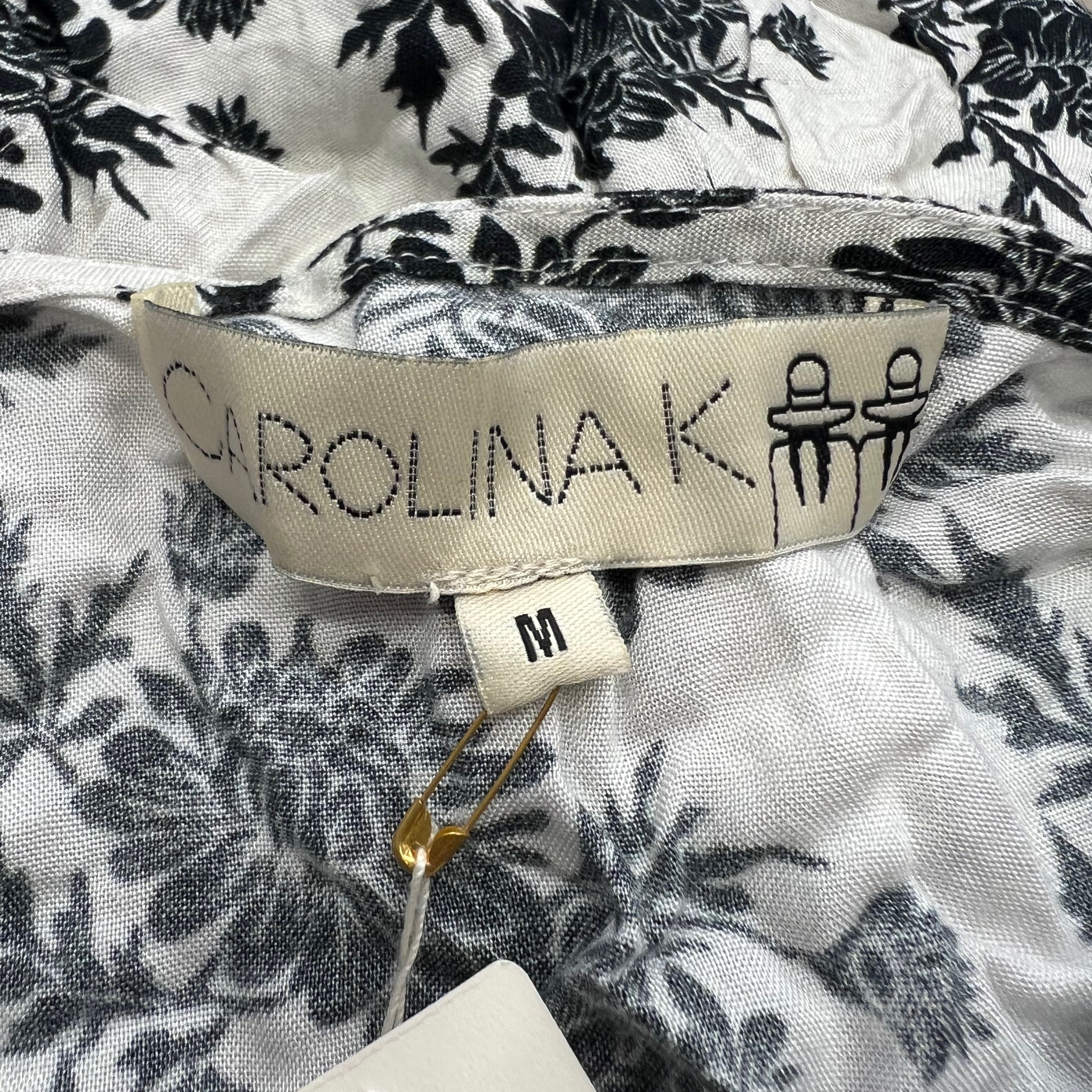 NEW Carolina K Carmella Button Front Long Sleeve Black Lotus Floral Blouse Shirt