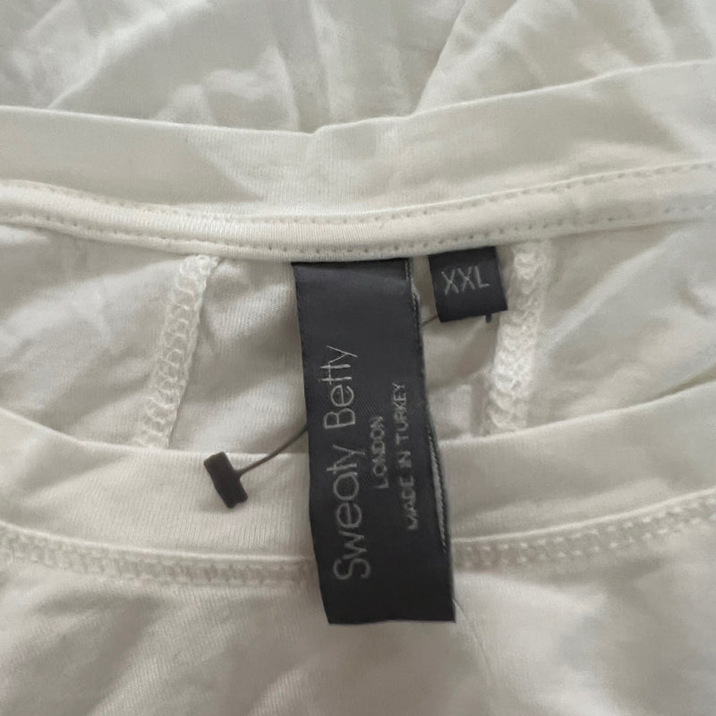 NEW Sweaty Betty Easy Peazy Long Sleeve Crew Neck Tee Shirt Lily White XXL