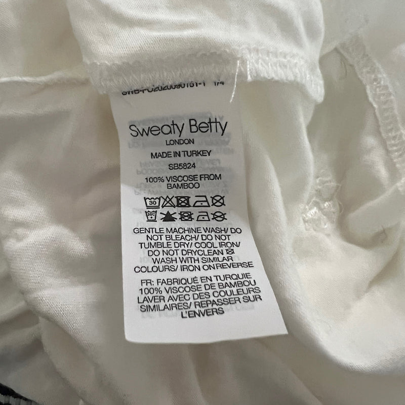 NEW Sweaty Betty Easy Peazy Long Sleeve Crew Neck Tee Shirt Lily White XXL