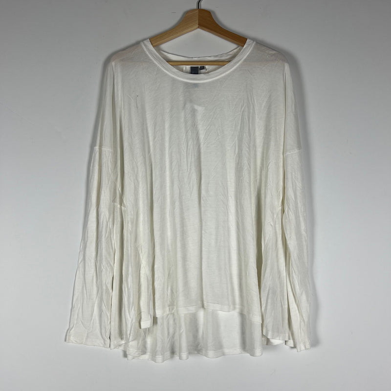 NEW Sweaty Betty Easy Peazy Long Sleeve Crew Neck Tee Shirt Lily White XXL