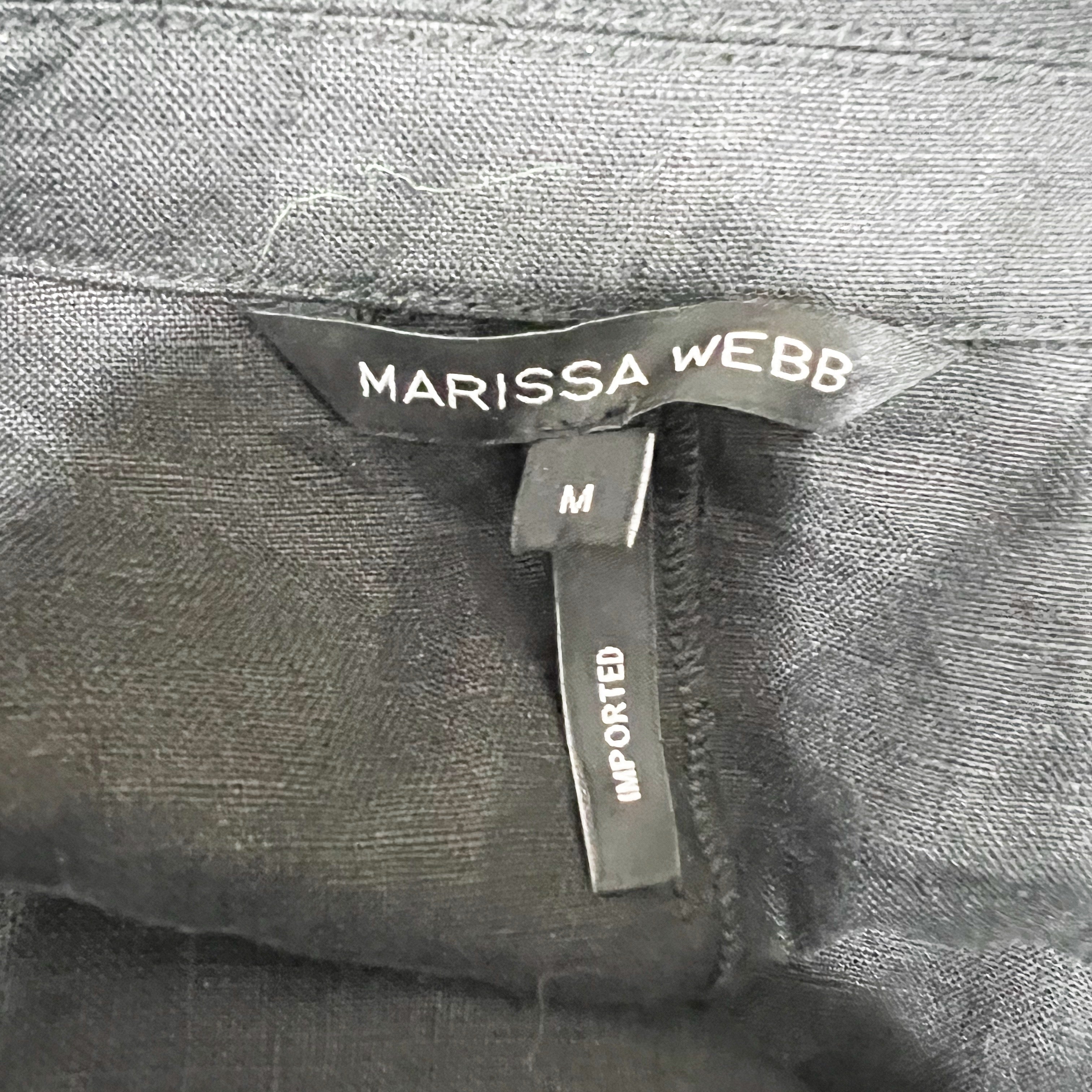 Marissa Webb Amanda Blazer Linen Tunic Quarter Sleeve V Neck Black Medium