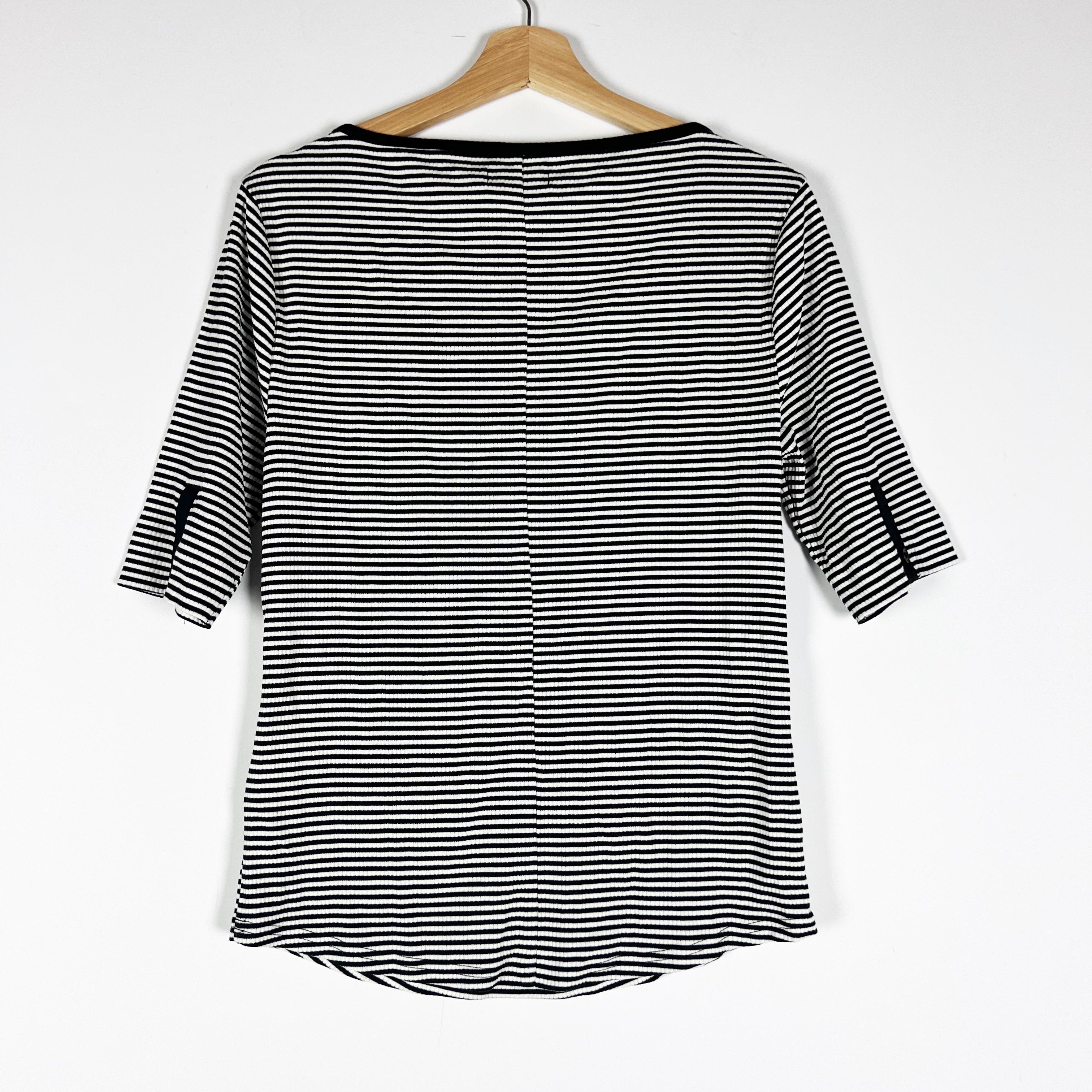 NEW J. Crew Vintage Rib Henley Knit Stretch Scoop Neck T-Shirt In Stripe Large