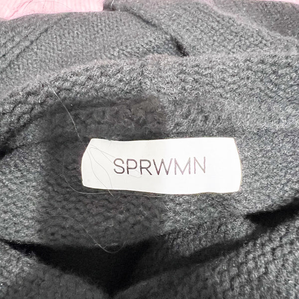 SPRWMN Heavy Cashmere Knit Stretch Oversized Hoodie Pullover Sweater Black M