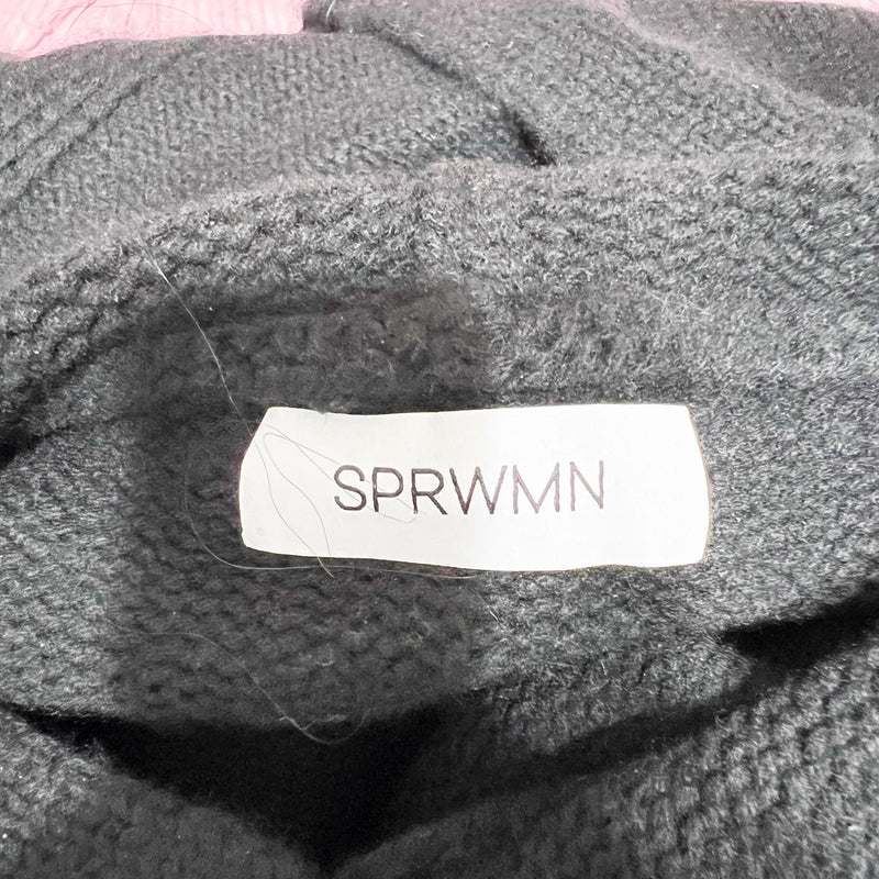 SPRWMN Heavy Cashmere Knit Stretch Oversized Hoodie Pullover Sweater Black M
